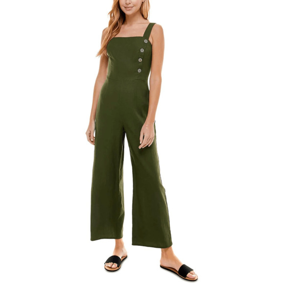 Kingston Grey Pants - Kingston Grey Button Sleeveless Linen Jumpsuit Women's Small Green